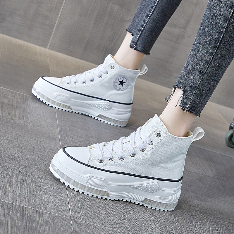 Hong Kong high - gang canvas shoes in spring 2023 new classic Hong Kong in tide thick soles increase white shoes