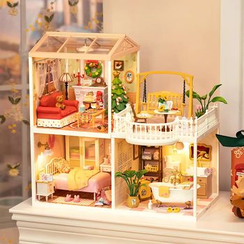 Rolife Ruolai Super World Warm Christmas Eve DIY Cabin Hand-Assembled Model Toy New Year Gift