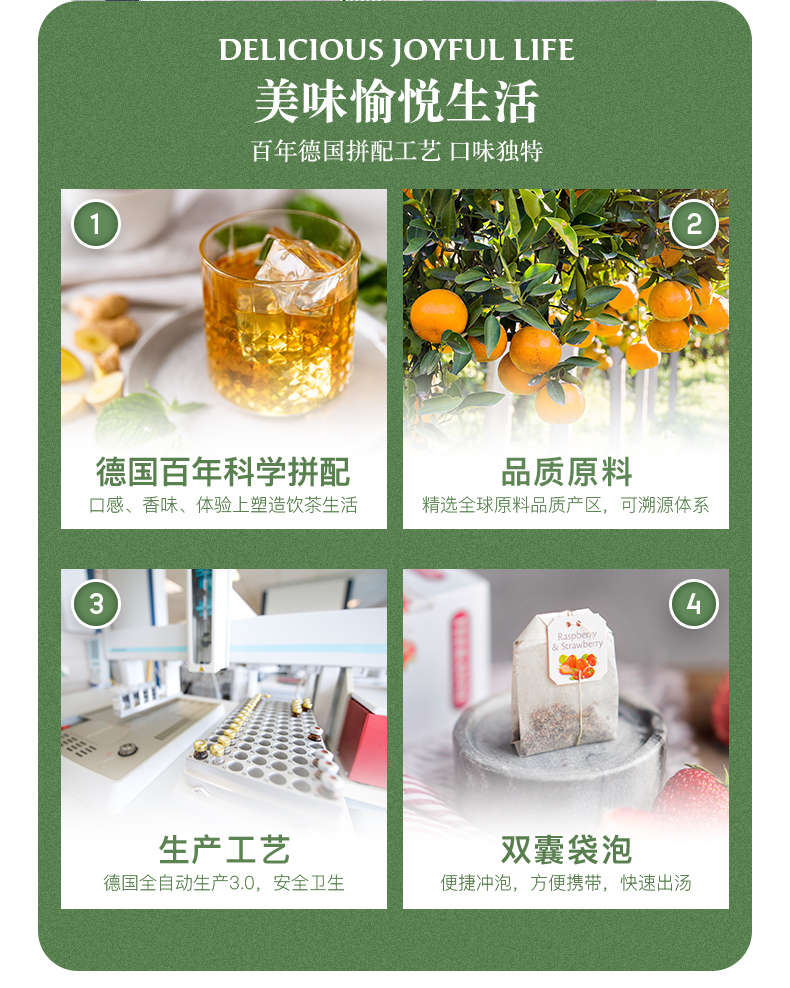 德国百年茶饮 TEEKANNE 覆盆子蜜桃肉 6种风味组合水果茶包 图6