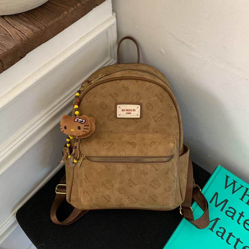 American Retro Brown Large-Capacity Tote Bag Versatile 2025 New Niche Commuter Backpack Light Luxury