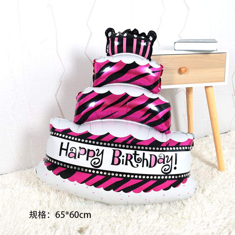 Three-layer cake birthday aluminum film balloon birthday party party decoration arrangement aluminum film balloon background