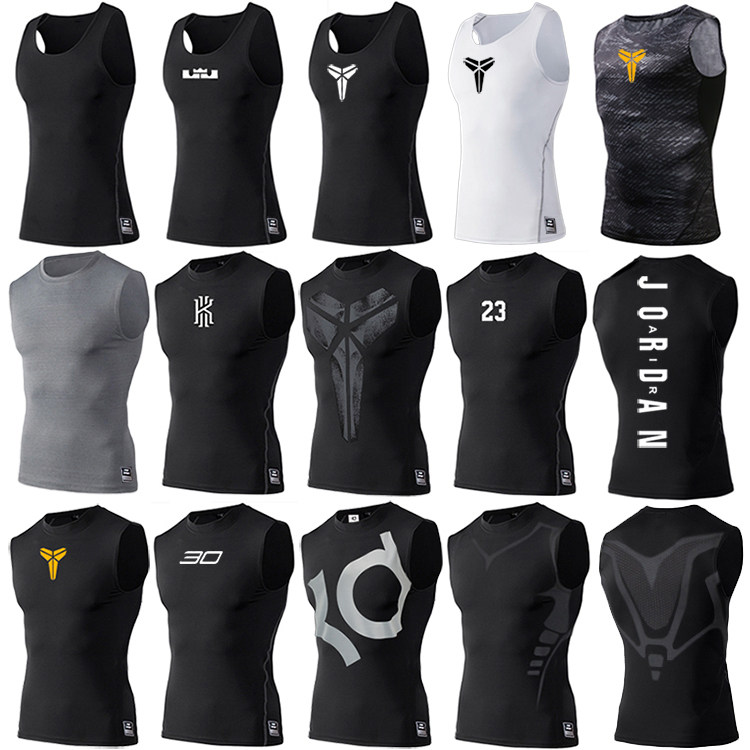 Sports vest men's quick-drying high elastic tights Fitness clothes Basketball training waistcoat Running sweat-absorbing T-shirt sleeveless