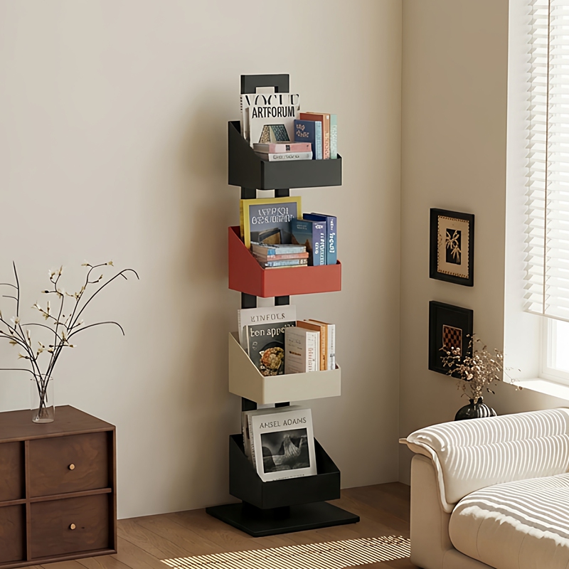 Tieyu Iron Art Corner Storage Display Rack Dopamine Living Room Floor-Standing Bookshelf Children's Multi-Layer Bookcase Storage Rack