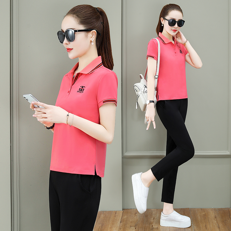 2022 Summer 361 Pure Cotton Short-sleeved Sports Suit Women's Jordano Loose Western Style Slim Casual Two-piece Set
