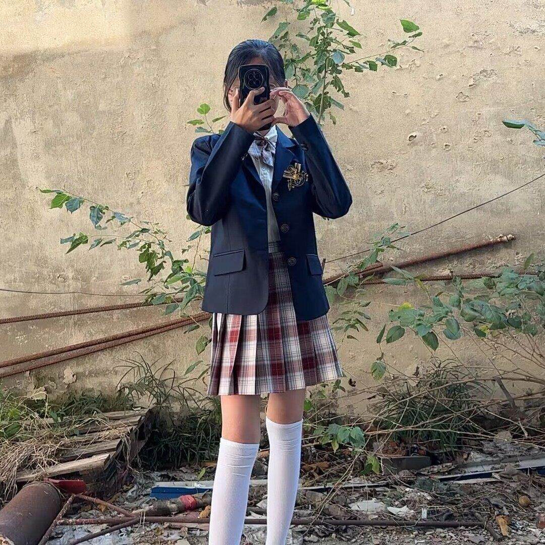 jk制服加工定制 金鱼姬jk格裙原创西装制服套装秋冬季儿童女学生学院风校服百褶裙