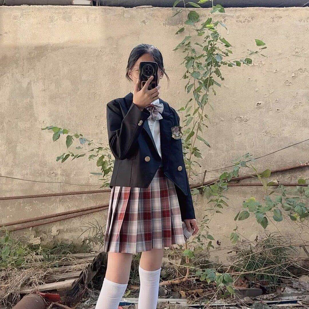 jk制服加工定制 金鱼姬jk格裙原创西装制服套装秋冬季儿童女学生学院风校服百褶裙