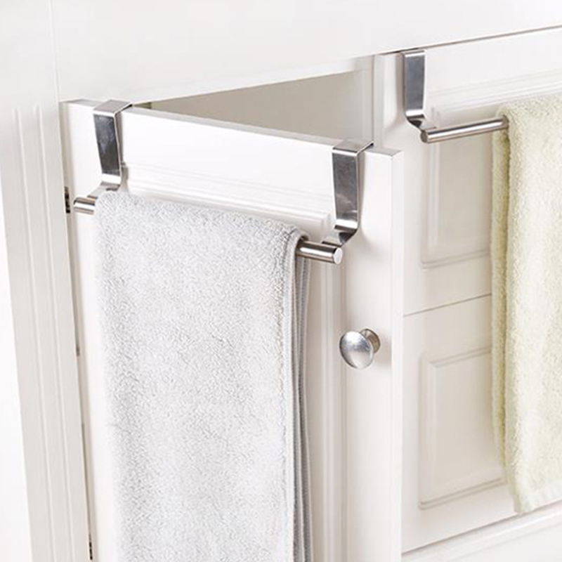 Kitchen multi-purpose stainless steel single rod towel rack Integral cabinet door back rag pylons Powder room towel bar