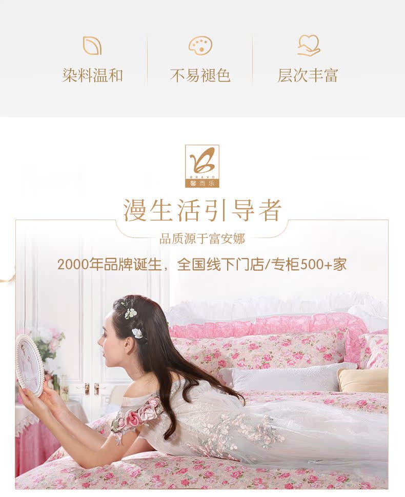 Fu Anna Home Dệt Xinle Le Bed Cotton bốn mảnh Cotton phong cách châu Âu Bìa sáu mảnh Silky Jacquard - Bộ đồ giường bốn mảnh chăn ga gối cao cấp nhập khẩu