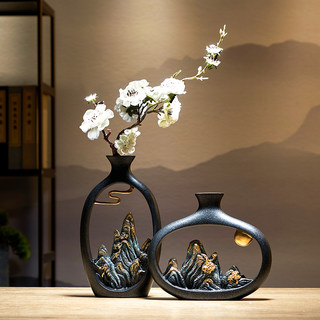 Creative Decoration, New Chinese-Style Light Luxury Landscape Vase Ornament for Living Room, Entrance, Office, Display Shelf, Tv Cabinet, Desktop