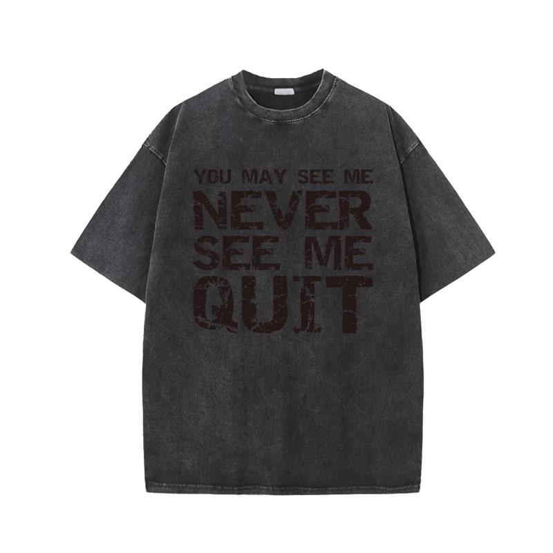 【Short Sleeve - Black Lettering in Large English】Oversized Washed Vintage Loose Fit Pure Cotton Basic Trendy Brand Short Sleeve T-Shirt Straight