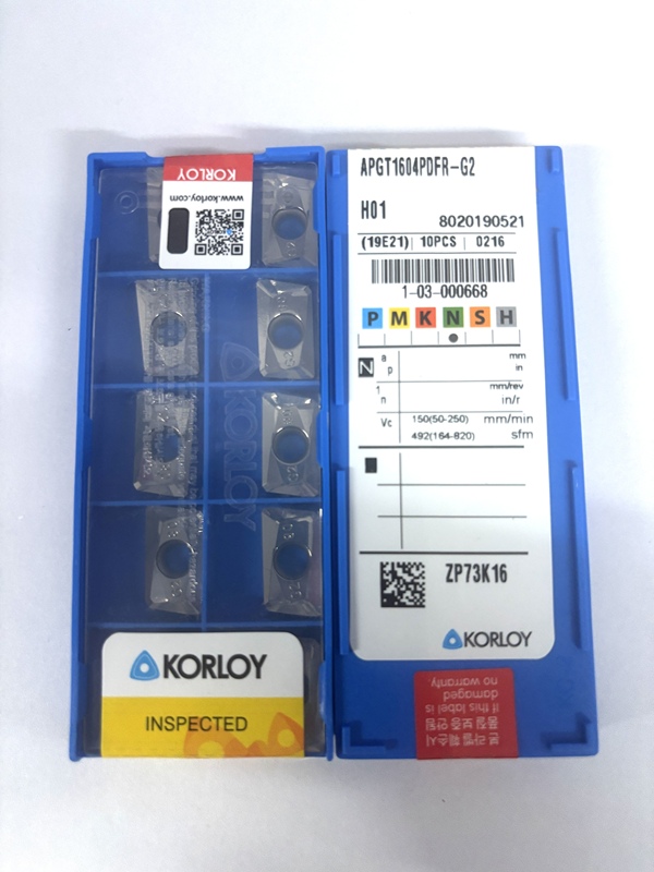 Korloy Cnc Blade High-Gloss Aluminum Alloy Right Angle Apkt1604Pdfr-G2-Ma H01 for Aluminum Use