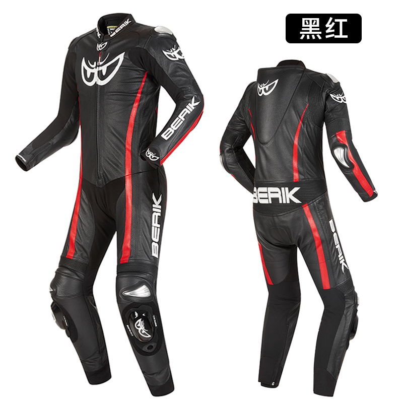 Berik One-Piece Leather Motorcycle Riding Suit, Competitive Track Motorcycle Suit, Men's Anti-Fall Heavy-Duty Big-Eye Racing Suit