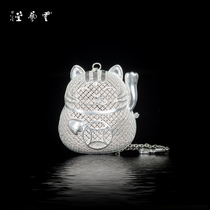Yunshu Yunyitang sterling silver 999 tea ball filter office tea maker tea filter creative tea leak lucky cat