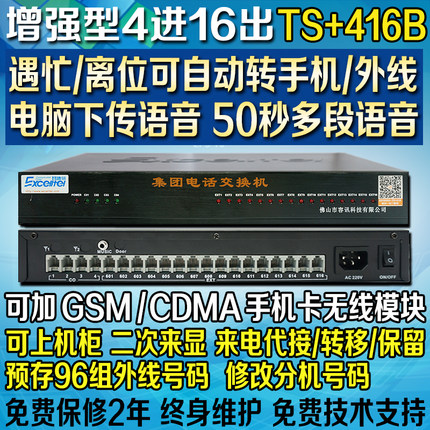 Changdinterrogation TS 416B program-controlled group phone switch 4 in 16 out of automatic transfer for secondary to display