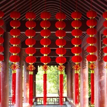 Flocking small lantern string hanging ornaments series of big red lanterns New Years Day Spring Festival New Year decorations wedding scene layout