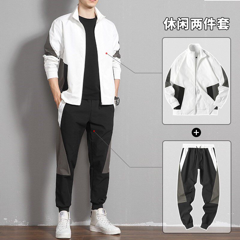 Shang Gong Mu Spring Season Sportswear Set Men Joker Color Color Casual Fashion Cardigan Top Two-piece Male Xunzhou