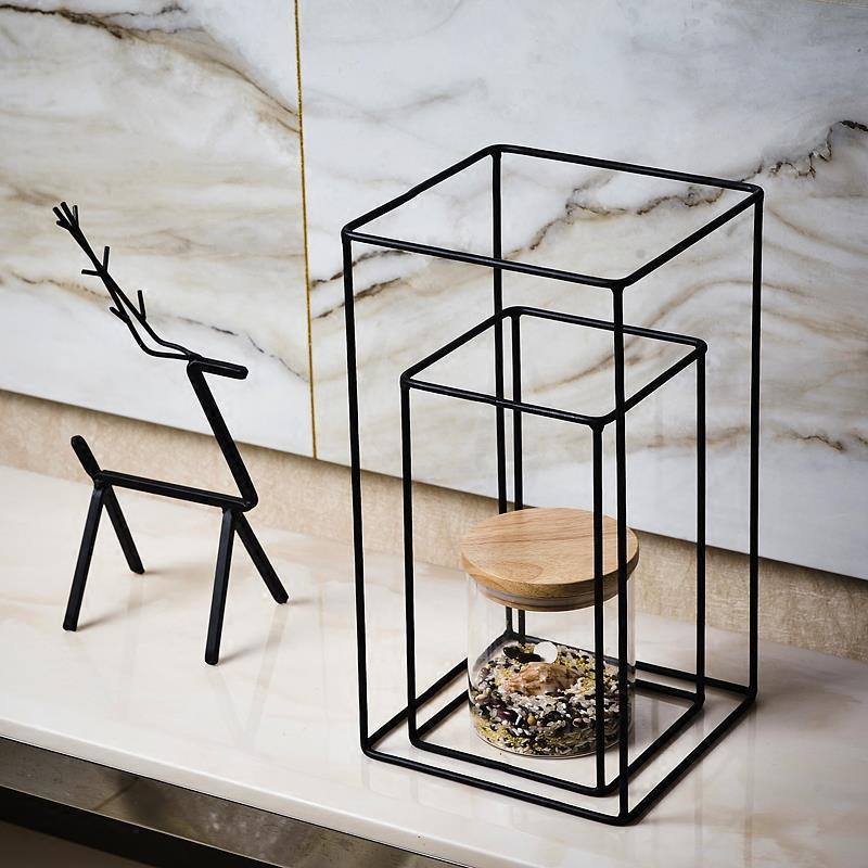 Nordic wrought iron creative geometric cuboid wedding decorations model room club cafe soft decoration accessories