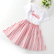 Girls Dress Summer Dress 2021 New Children Summer Stripe Princess Skirt in the Big Boy Girl foreign skirt