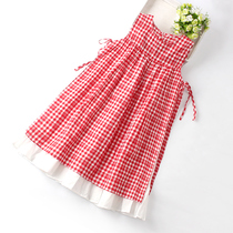Girls dress children Korean version of loose vest dress girl Summer foreign style 2021 new summer plaid skirt