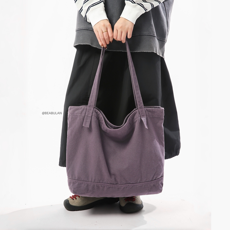 Durable Vintage Versatile Washed Canvas Shoulder Bag for Women, Casual Large-Capacity Commuting Travel Literary Tote Bag for Men