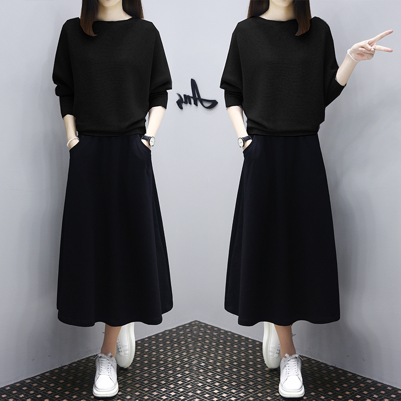 Autumn 2026 New Black Outfit, a Complete Two-Piece Skirt Set, Elegant, Loose, Plus-Size, Fashionable Suit Skirt Autumn 2026 New Black Outfit, a Complete Two-Piece Skirt Set, Elegant, Loose, Plus-Size, Fashionable Suit Skirt