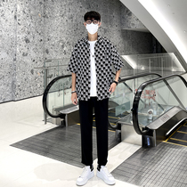 Tide men wear summer full letter printing short sleeve shirt men trendy design and shirt with three pieces of shirt