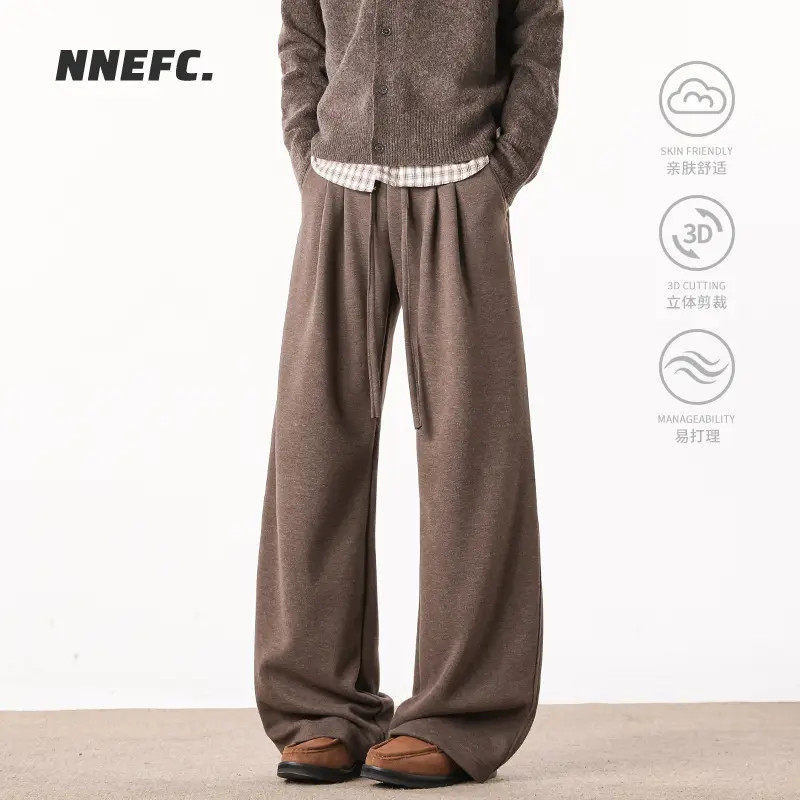 Nnefc Old Money Style Wool Acetate Minimalist Straight-Leg Pants for Men and Women, New Autumn and Winter Commuter High-Quality Casual Pants
