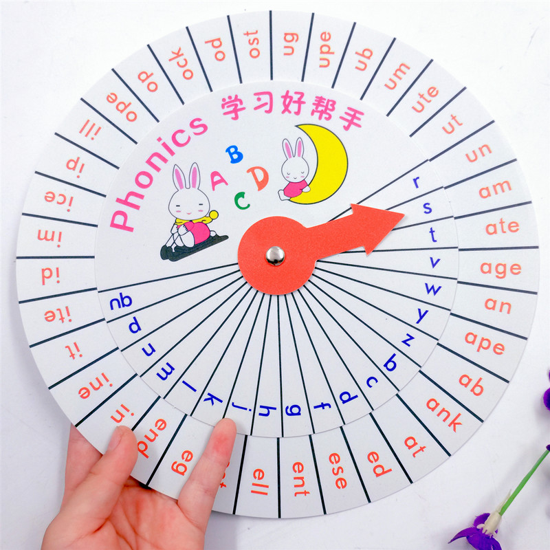 Beginner English turntable teaching aids 1st grade Plastic God Instrumental Parquet Read Turntable English Teaching Aids Teachers Homemade Elementary School