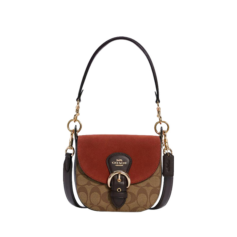 [Official Purchase] Coach Outlet Official Flagship Store Handheld Crossbody Saddle Bag Women's Bag C5691