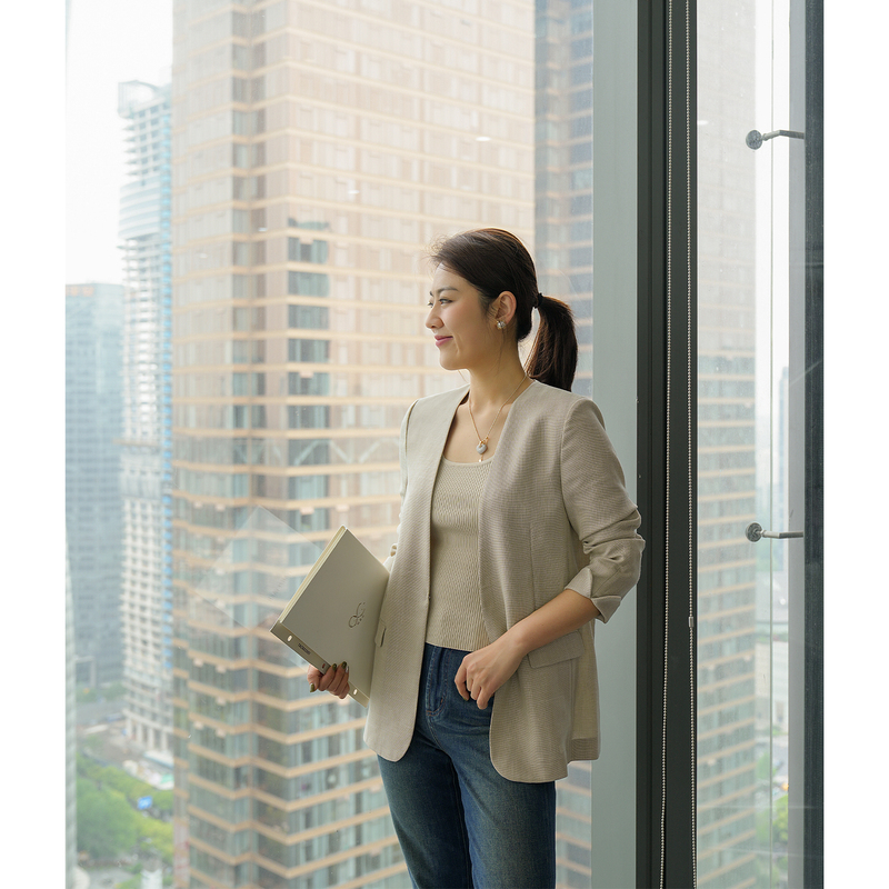 Jomode『Linen Suit/Limited Edition』V-Neck Blazer for Women, Wool and Linen Texture Casual Suit