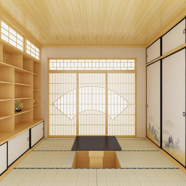 Day-style tatami sliding door Ramen custom book room Bedroom tea room material shop tatami integral solid wood set to be made