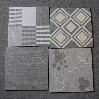 Imitation cloth geometric tiles 300X300 Kitchen powder room balcony wall tiles Gray antique non-slip wear-resistant floor tiles