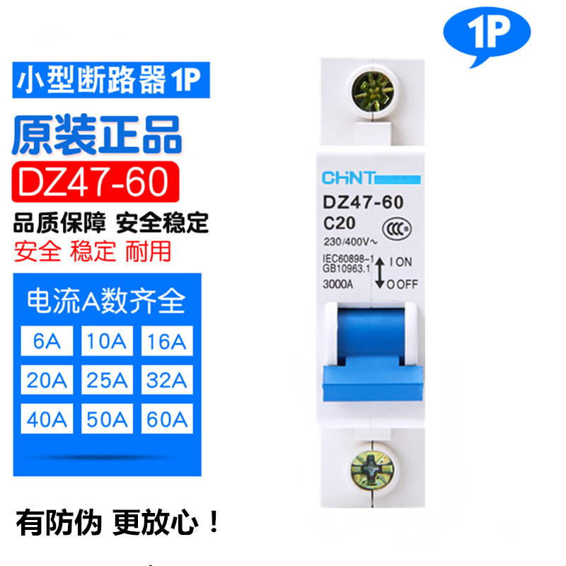 Positive Thai DZ47-60 Breaker Home Air Switch Monopole 1P 10A16A20A25A32A40A60A