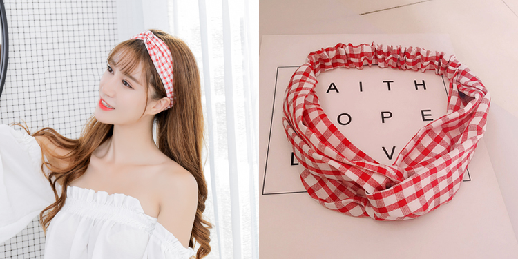 Net tóc đỏ vành đai Hàn Quốc lady headband kẻ sọc phụ kiện tóc tươi ngọt Sen nữ dễ thương rửa headband cái mũ