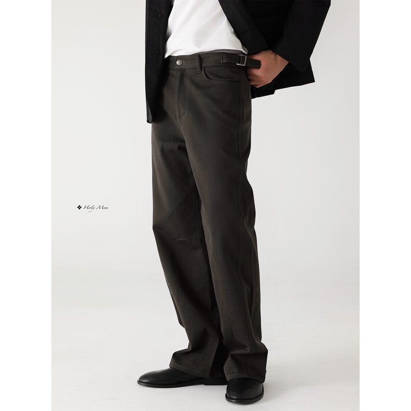Holymen |   Custom-Made Exclusive Egyptian Cotton Airy Straight-Leg Slightly Curved Knife-Cut Jeans Work Pants Men's Trousers
