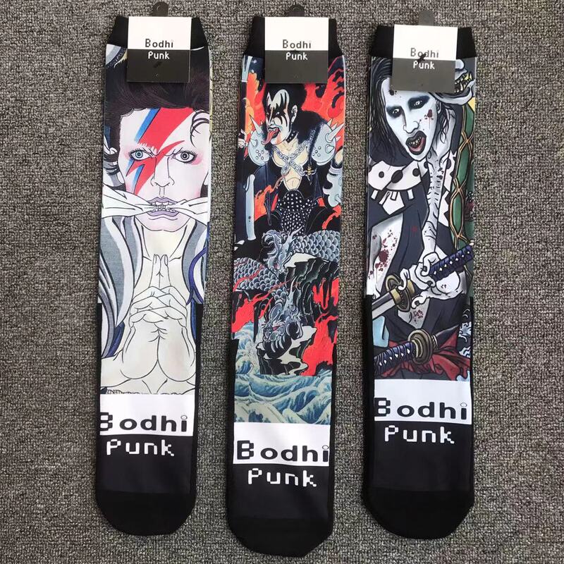 Bodhipunk Rock Ukiyo-E Trendy Socks Manson Kiss David Bowie Trendy Socks Casual Socks for Men and Women Bodhipunk Rock Ukiyo-E Trendy Socks Manson Kiss David Bowie Trendy Socks Casual Socks for Men and Women