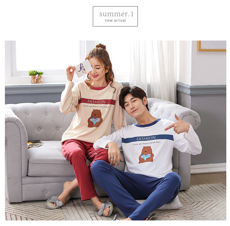 Đặc biệt hàng ngày cặp đôi mùa thu quần dài tay cotton đồ ngủ nam và nữ phụ nữ cotton phục vụ nhà phù hợp với XL bộ ngủ nam