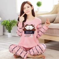 Đồ ngủ nữ đặc biệt hàng ngày mùa xuân và mùa thu cotton dài tay phiên bản Hàn Quốc của bộ phim hoạt hình nữ dễ thương phục vụ nhà cotton phù hợp với kích thước lớn bộ lụa mặc nhà