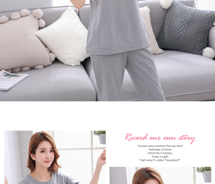Đồ ngủ nữ mùa hè tay ngắn cắt quần cotton lỏng dễ thương hoạt hình cotton mùa hè phụ nữ phục vụ nhà phù hợp với phụ nữ đồ bộ mặc nhà cao cấp