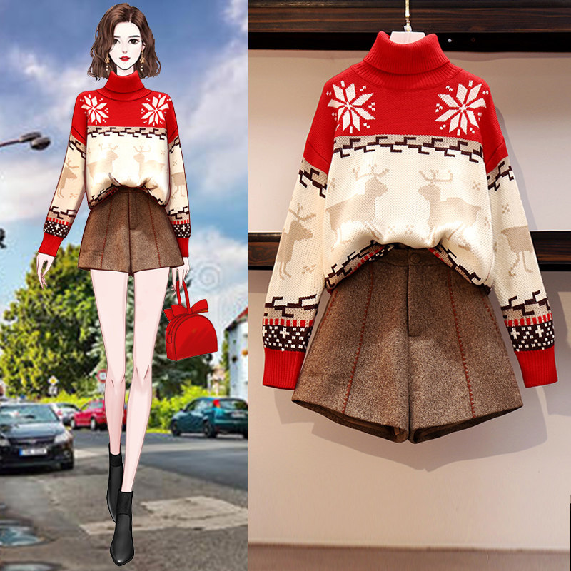 Sandro Moscoloni turtleneck sweater Fall/Winter 2020 new women's foreign knit set age reduction two-piece set