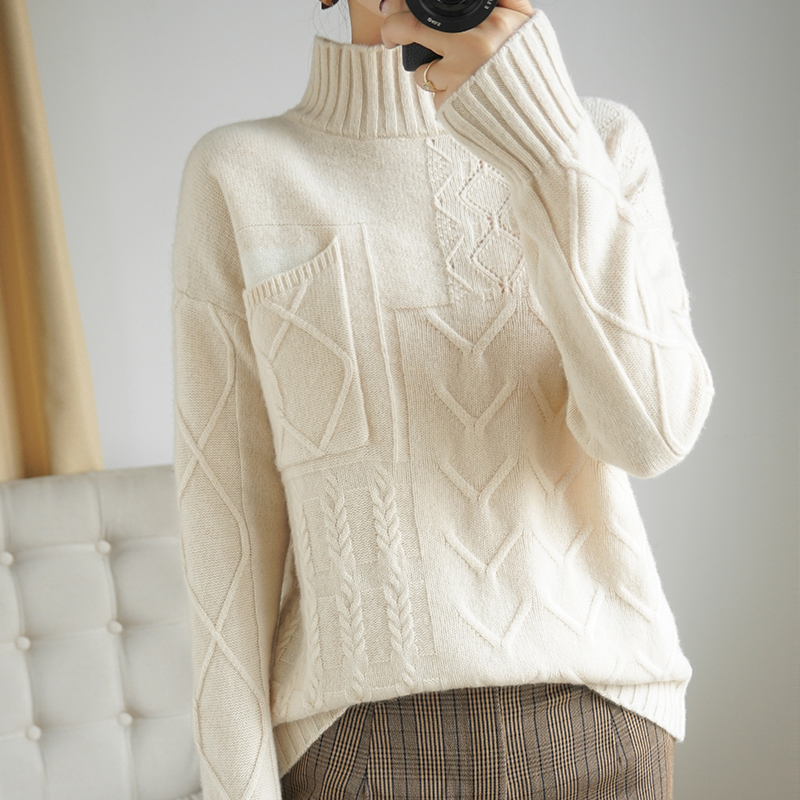 sandro moskoloni cashmere high collar sweater woman loose with lean autumn and winter new 100 hitch underhand jersey