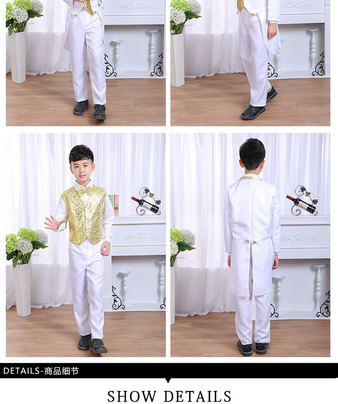 Trẻ em tuxedo chàng trai ăn mặc cô gái phù hợp với đám cưới chủ nhà đặt sân khấu trang phục piano mùa thu