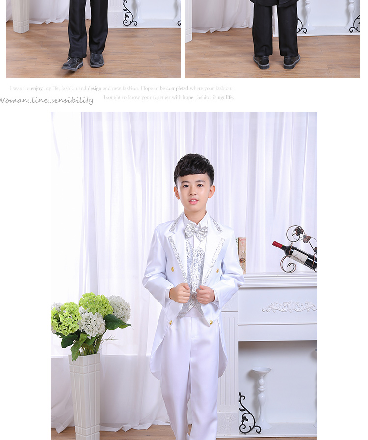 Trẻ em tuxedo chàng trai ăn mặc cô gái phù hợp với đám cưới chủ nhà đặt sân khấu trang phục piano mùa thu set bộ vest bé trai kèm cavat