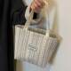 Ins Japanese style bag women's 2024 canvas bag fashionable striped shoulder school tote commuter school bag