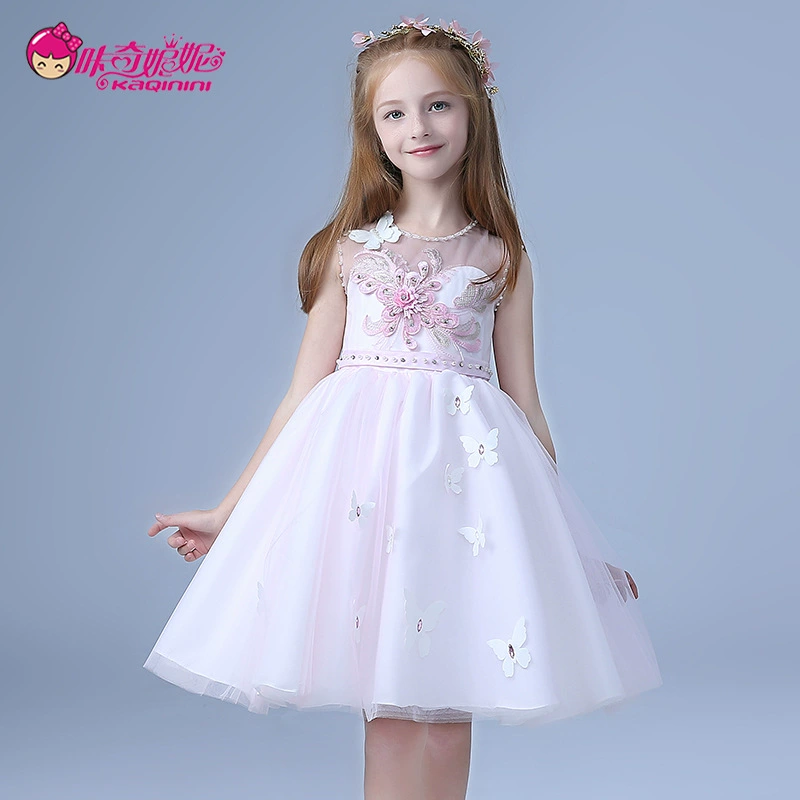 Mùa hè cô gái mới váy váy chủ nhà váy công chúa váy hoa cô gái váy cưới ngắn trình diễn trang phục biểu diễn - Váy trẻ em