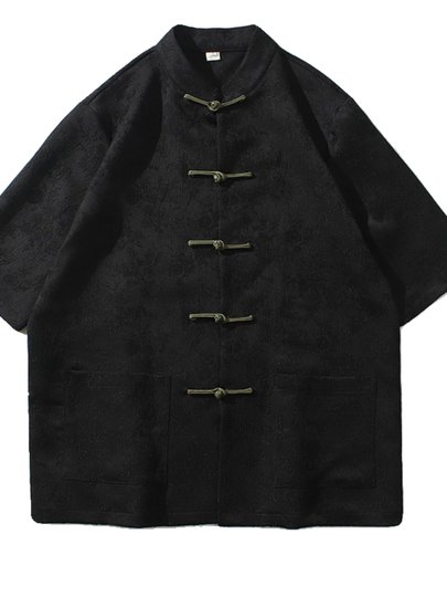 Костюм Тан из ледяного шелка, мужская летняя тонкая рубашка с короткими рукавами в стиле шинуазри, новая свободная рубашка большого размера с рукавами три четверти династии Хань