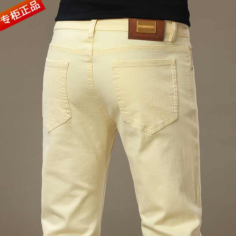 Italian High-End Lemon Yellow Jeans Men's Trendy Slim Straight-Leg Spring/Summer 2026 New Casual Pants