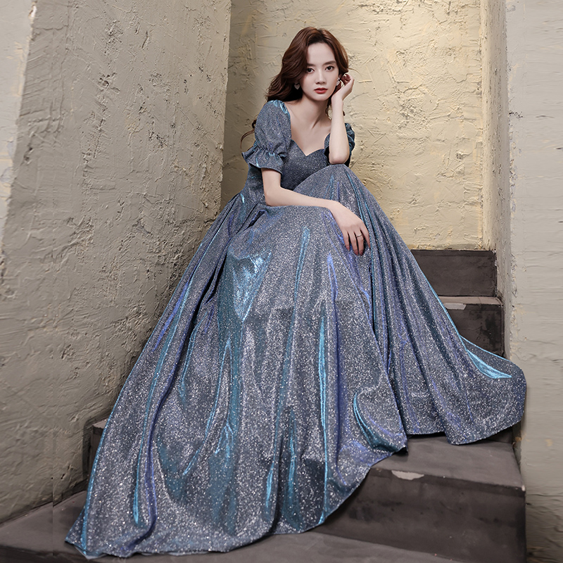 Starry sky French evening dress dress woman 2022 art examination annual meeting princess high-end host performance banquet toast dress engagement