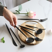 Portuguese black emery light black dinner knife fork spoon Coffee spoon Economical and practical stainless steel Western tableware