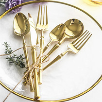 Small waist bright gold Western tableware 304 stainless steel dessert knife fork spoon mixing spoon Fruit fork coffee spoon